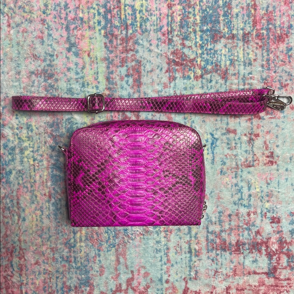 Exotic Python Pink Authentic Snakeskin Crossbody … - image 5
